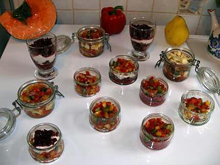 recette Farandoles de verrines aux poivrons et aux betteraves/ricotta