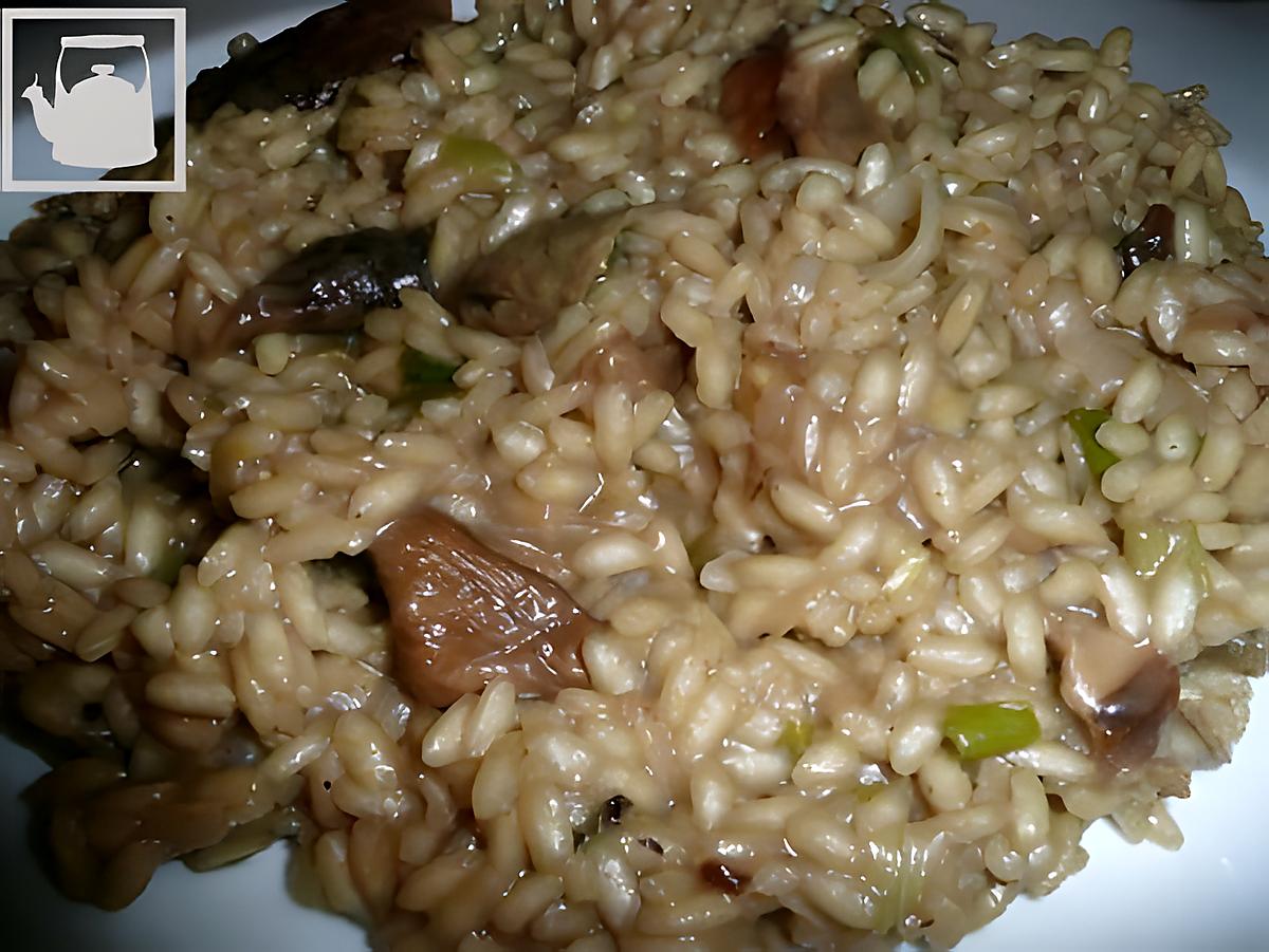 recette risotto aux champignons séchés et aux  oignons frais