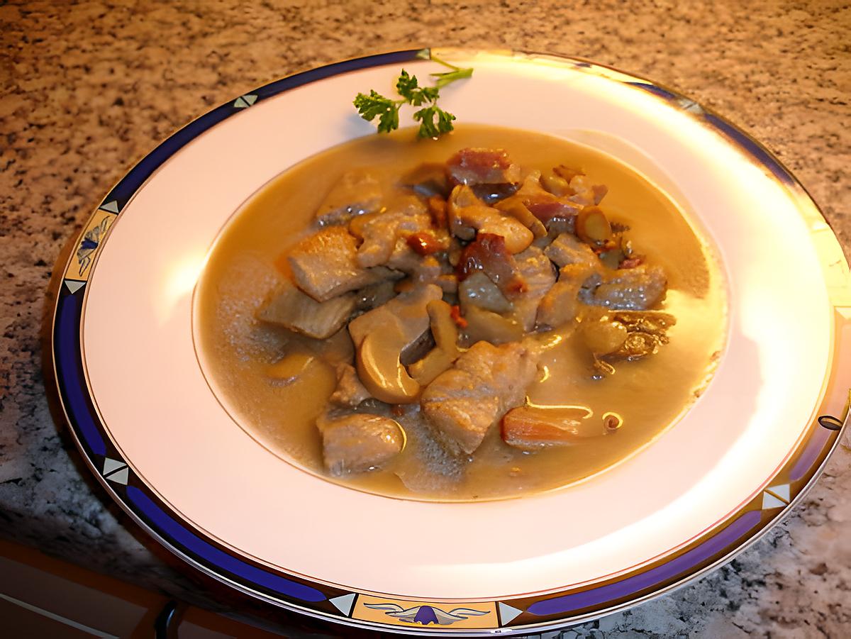 recette Emincer de porc lardons et champignons