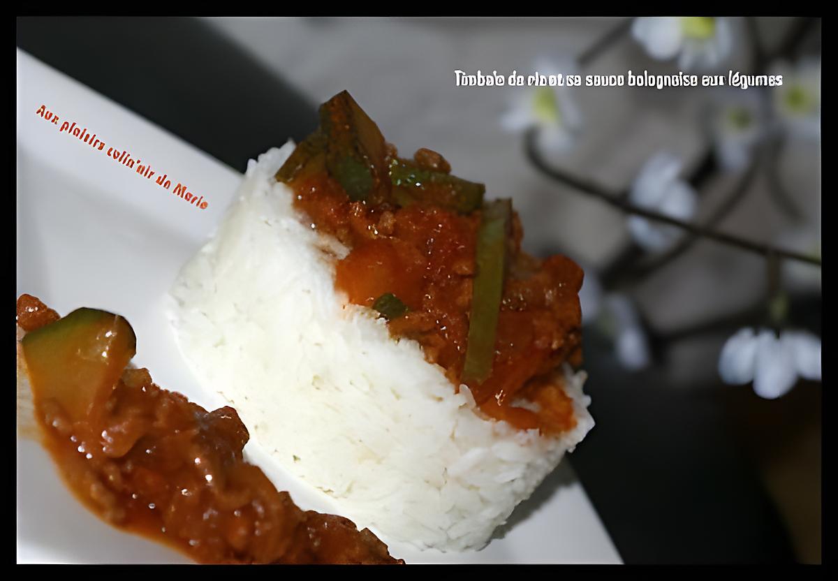 recette TIMBALE DE RIZ ET SA SAUCE BOLOGNAISE AUX LÉGUMES