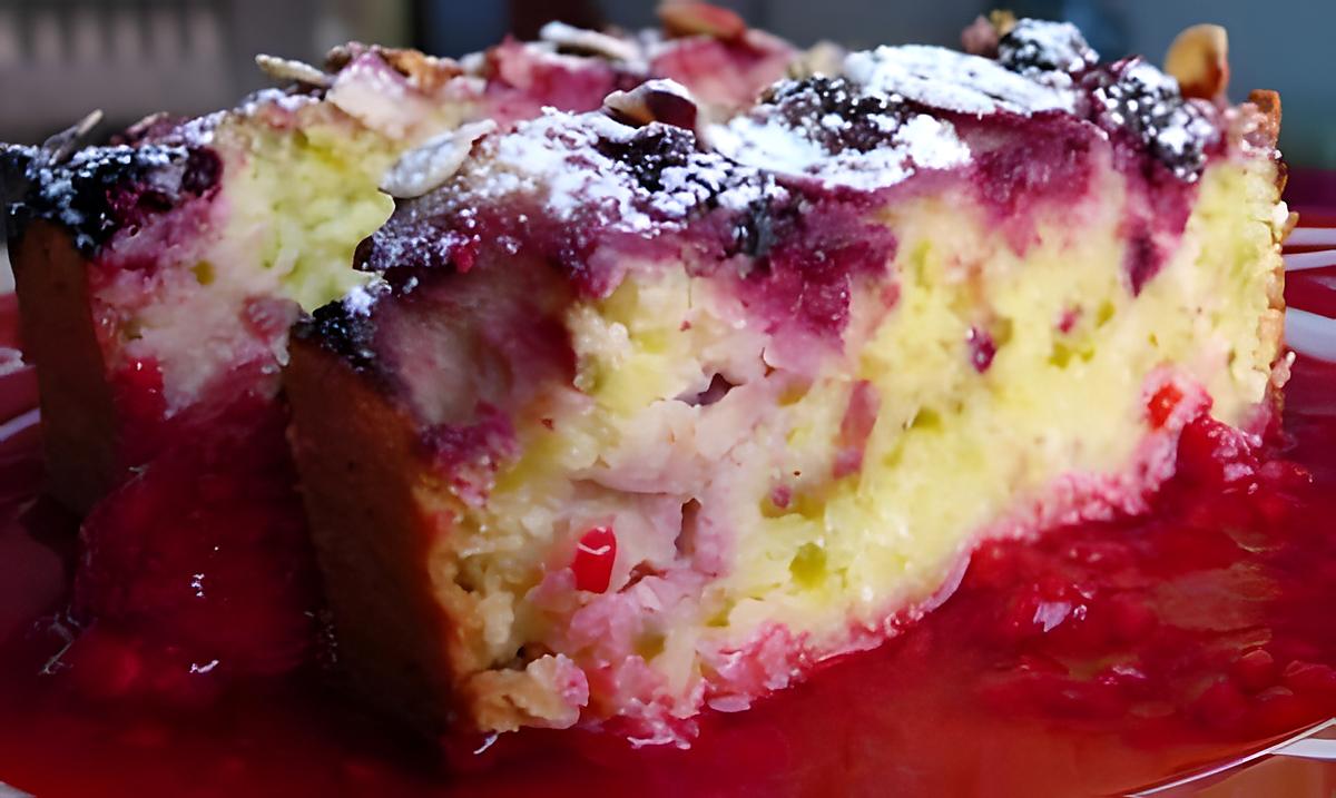 recette Gâteau de ricotta à la noix de coco et framboise