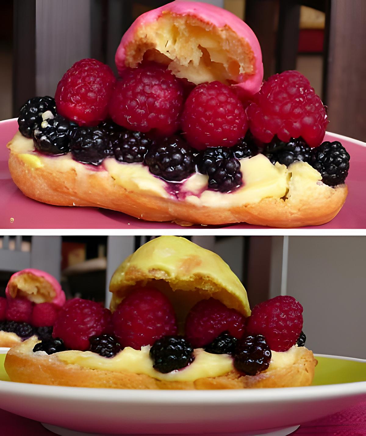 recette Eclairs - mascarpone au lemon curd - mûres et framboises