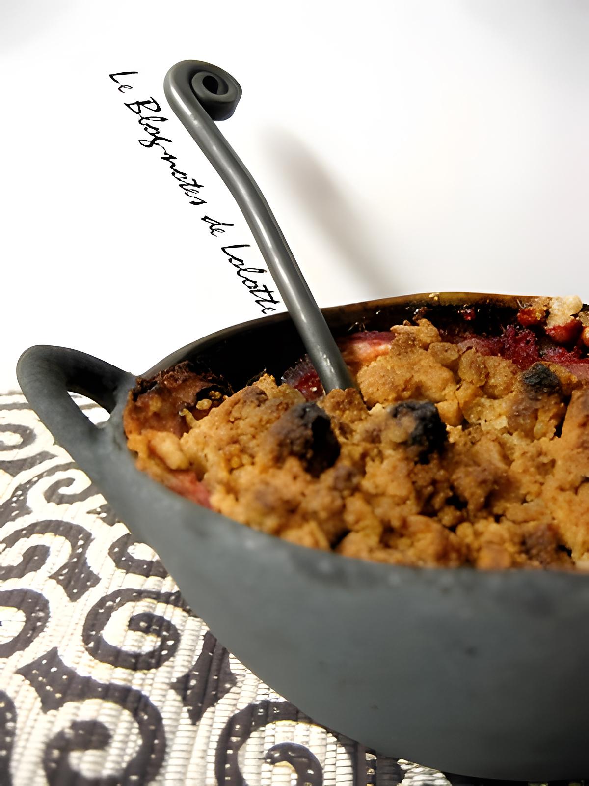 recette Crumble croustillant pommes, framboises aux amandes et aux flocons de riz