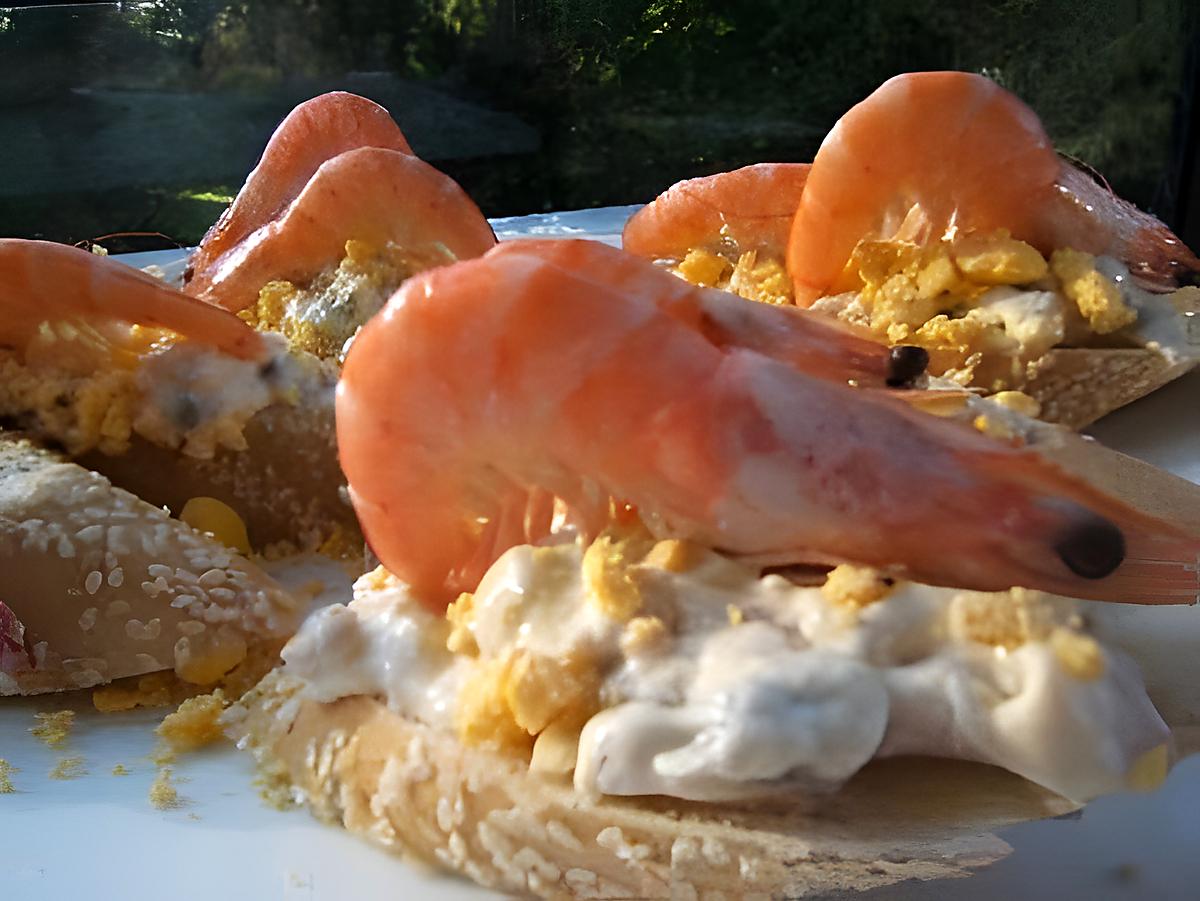 recette Pintxos salade russe & crevettes