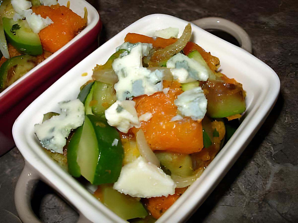 recette Courgette & courge confites au roquefort