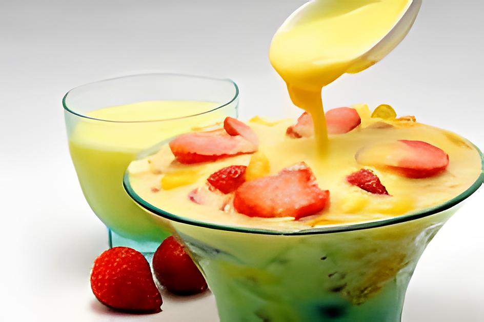 recette Dessert facile fruits + crème custard