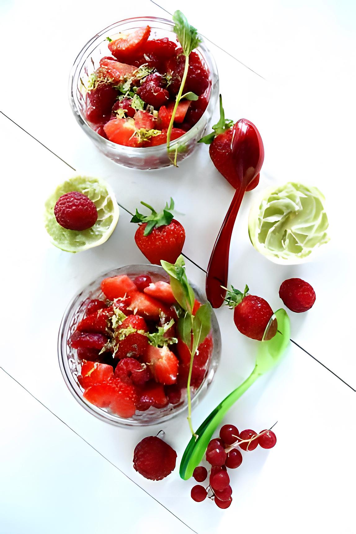 recette Salade de fruits rouges à la verveine et au citron vert