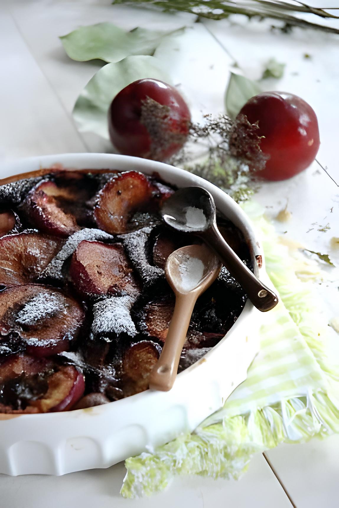 recette Clafoutis aux prunes et chocolat