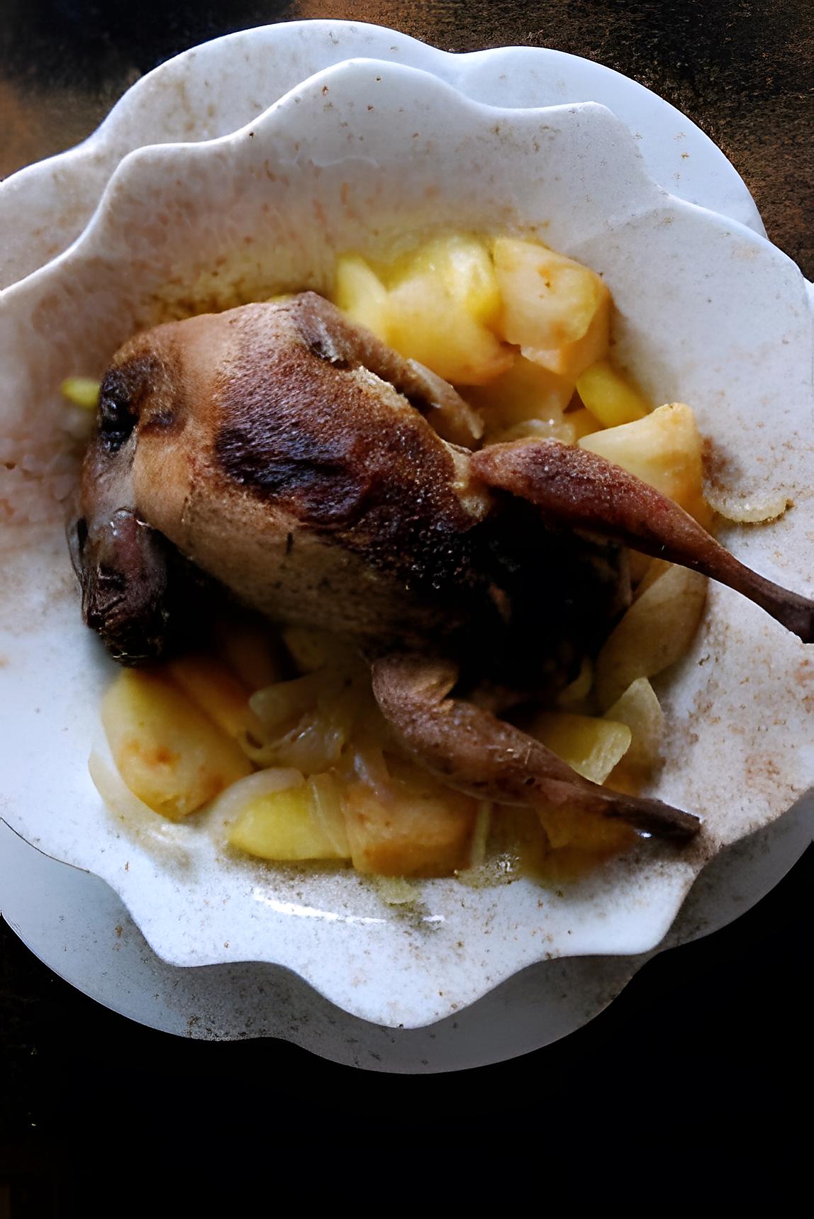 recette Cailles à la cannelle sur lit de pommes