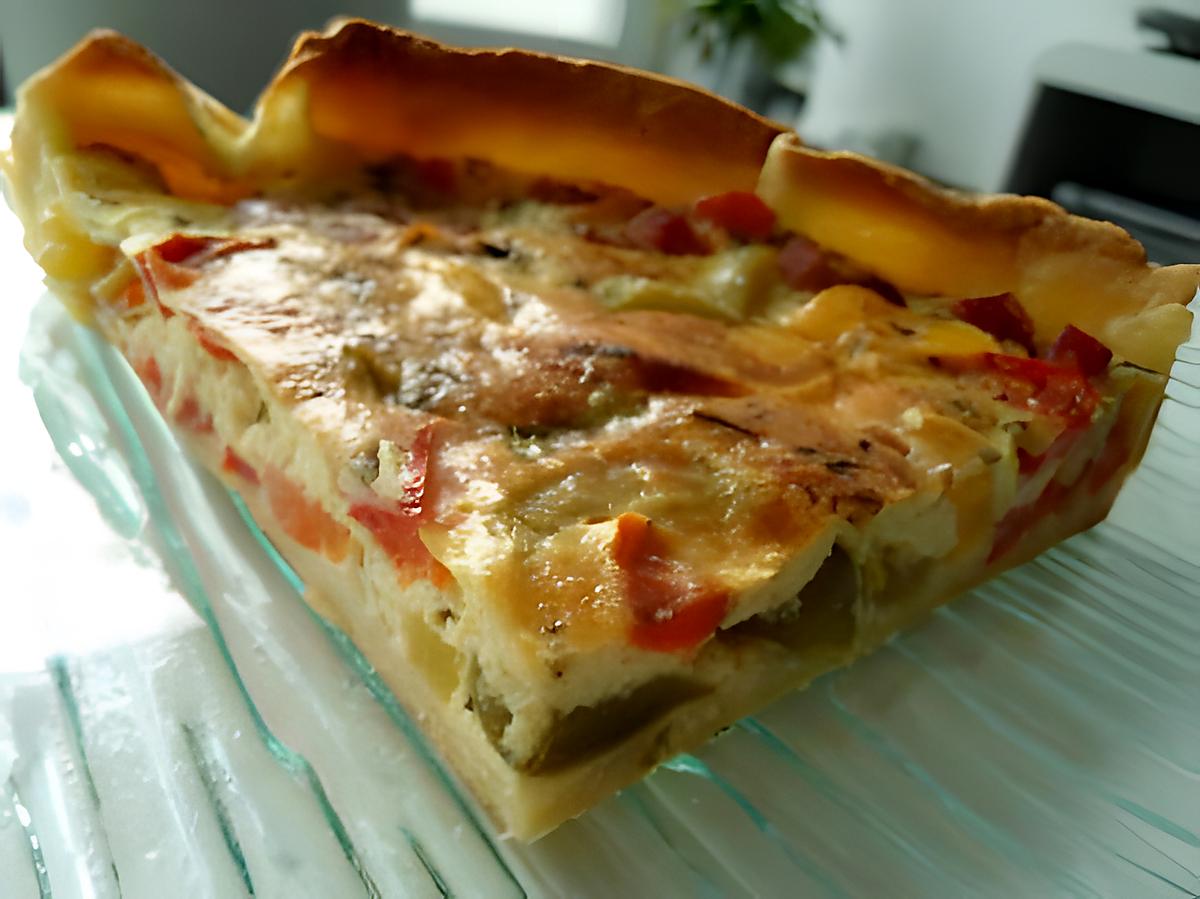 recette TARTE POIVRONS CHEVRE JAMBON