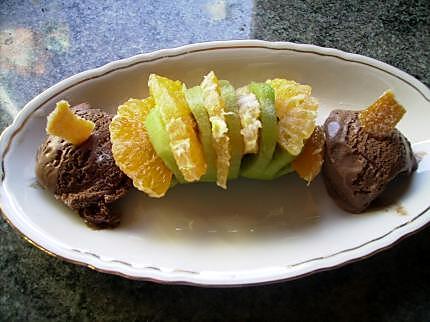 recette clémentine et kiwi sur lit au chocolat