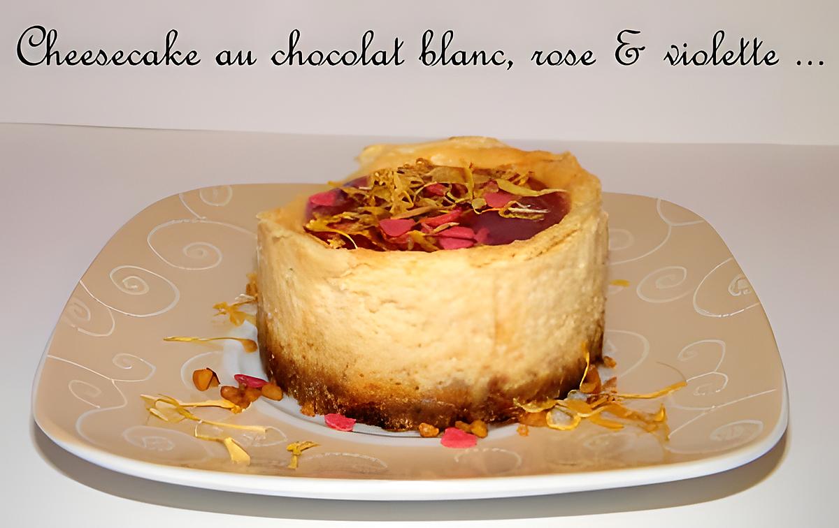 recette Ooo Cheesecake au chocolat blanc, rose & violette ooO