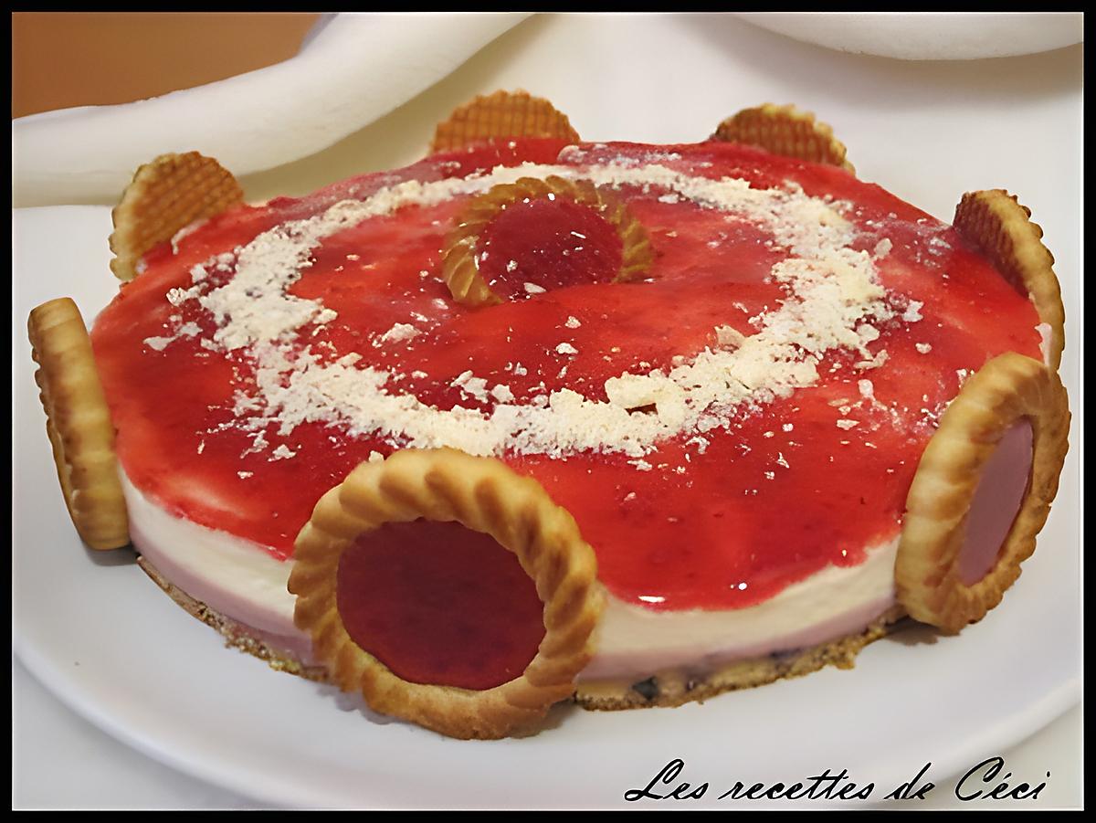 recette Délice de mousses framboise & lemon curd sur palet breton choco vanillé