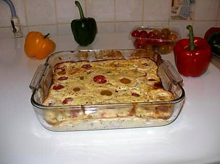 recette Gâteau plume aux tomates cerise, à l'oignon et au basilic d'eryn