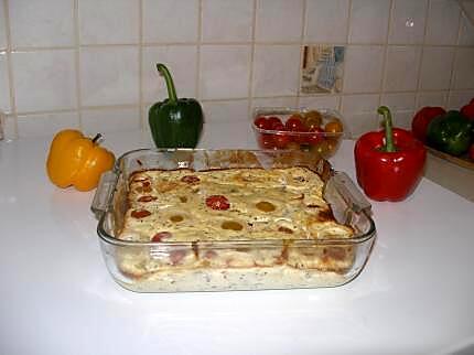 recette Gâteau plume aux tomates cerise, à l'oignon et au basilic d'eryn