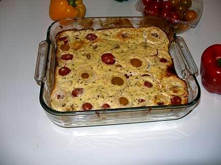 recette Gâteau plume aux tomates cerise, à l'oignon et au basilic d'eryn