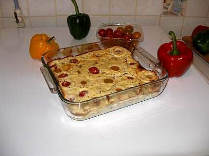 recette Gâteau plume aux tomates cerise, à l'oignon et au basilic d'eryn