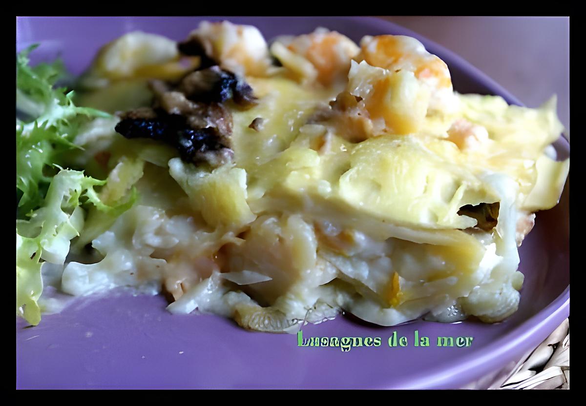 recette LASAGNES DE LA MER : HADDOCK, SAUMON, CREVETTES ET SAINT JACQUES