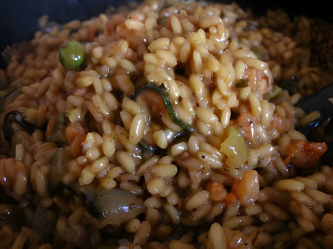 Recette de Risotto primavera aux crevettes