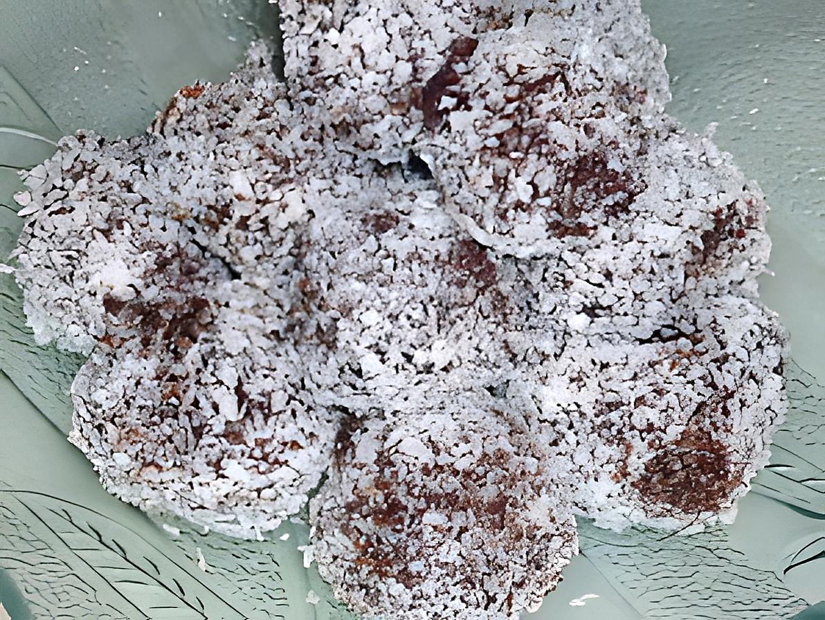 recette TRUFFES NOIRES COEUR DE CHOCOLAT BLANC ET COCO