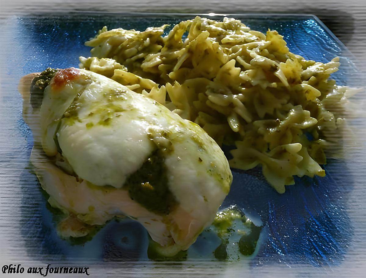 recette Escalope de poulet au pesto & à la mozzarella