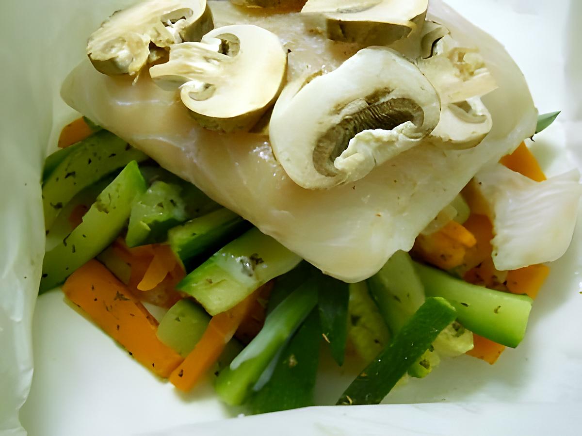 recette Papillotte de lieu de mer aux légumes de provence