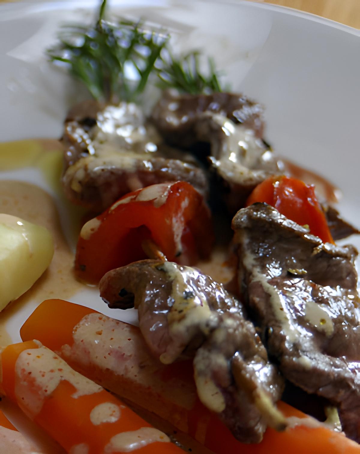 recette Brochette de bœuf façon steak au poivre