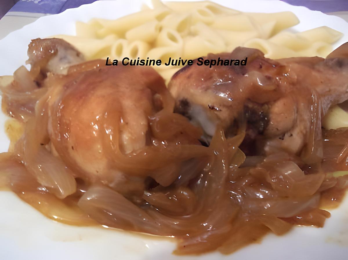 recette CUISSES DE POULET AUX OIGNONS