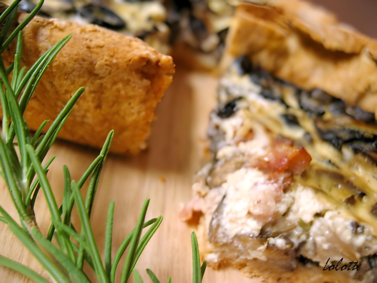 recette Quiche au mélange de champignons, lardons, boursin au lait ribot