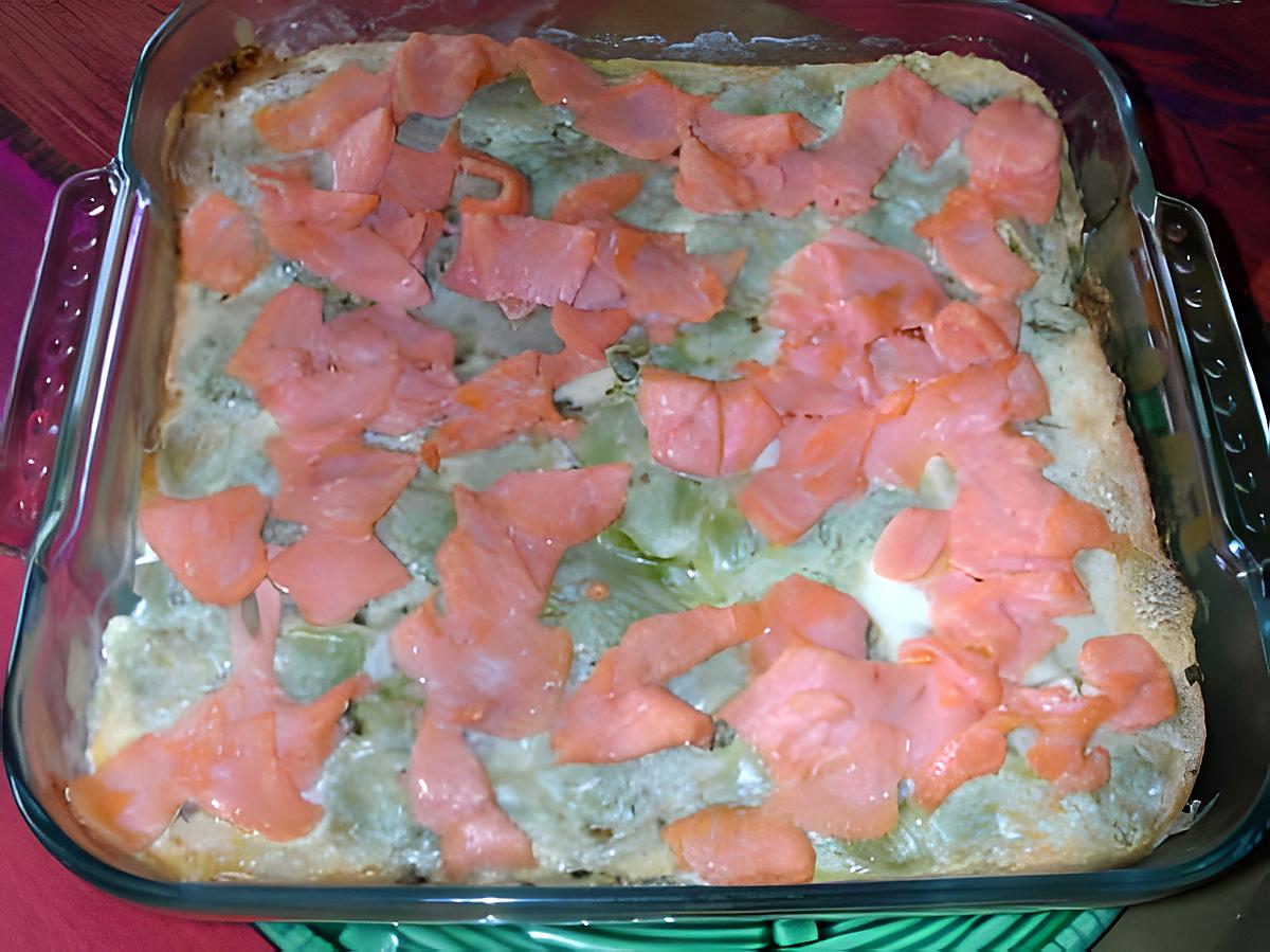 recette Gratin de ravioles aux courgettes et saumon fumé