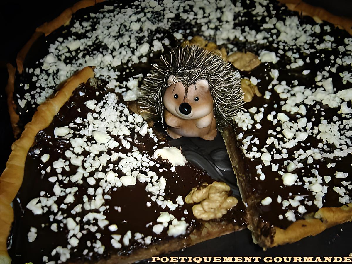 recette TARTE AUX NOIX ET DEUX CHOCOLATS