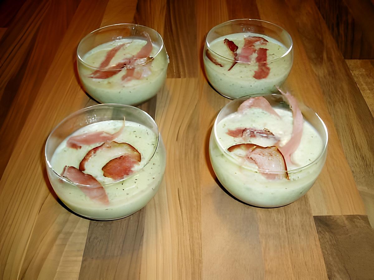 recette verrine de concombre et chips de jambon cru