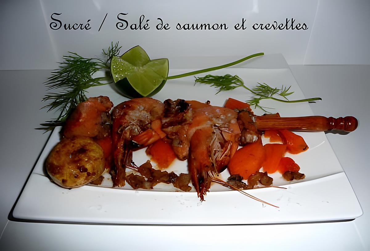 recette Ooo Sucré / salé de saumon & crevettes ooO