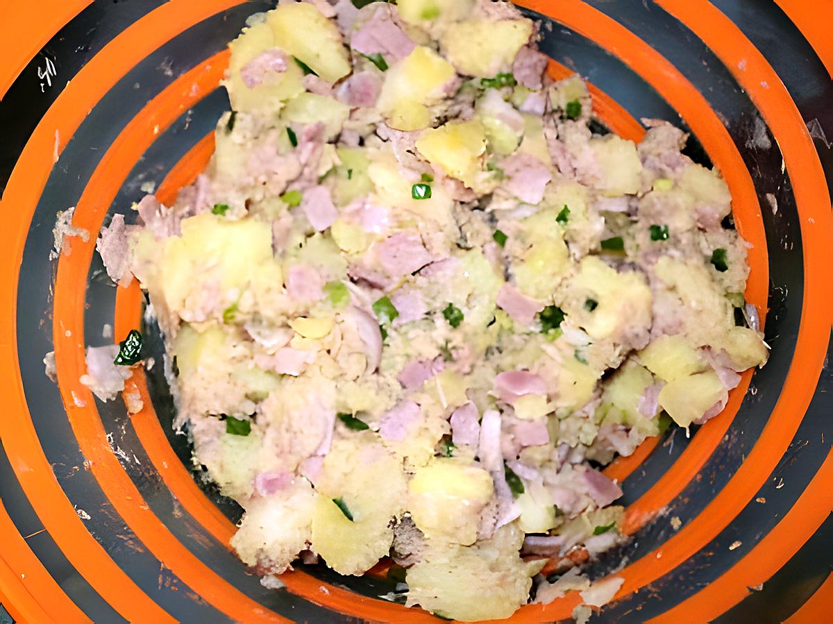recette salade pomme de terre au jambon,thon  et a la ciboulette