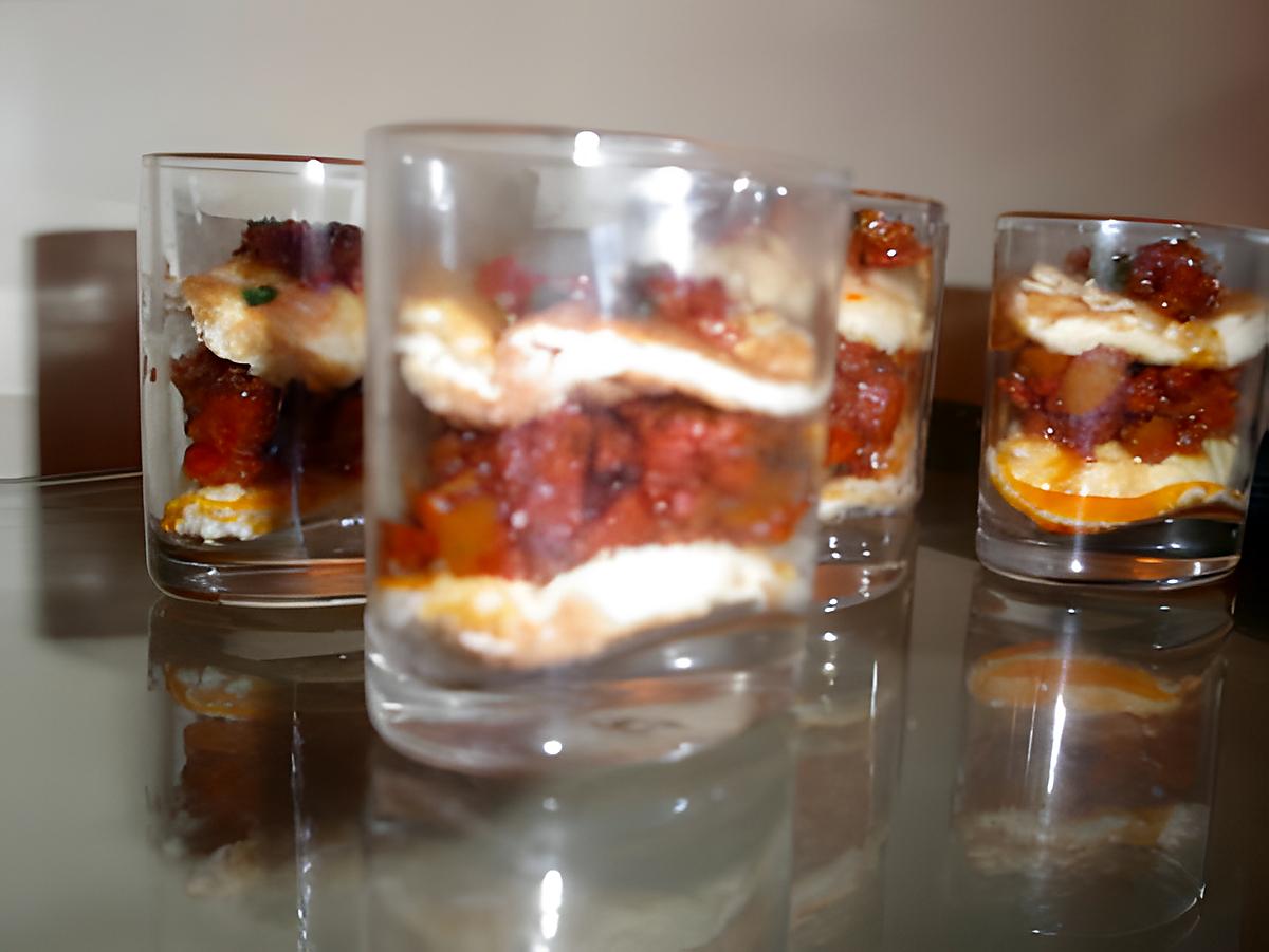 recette verrine chorizo huevos