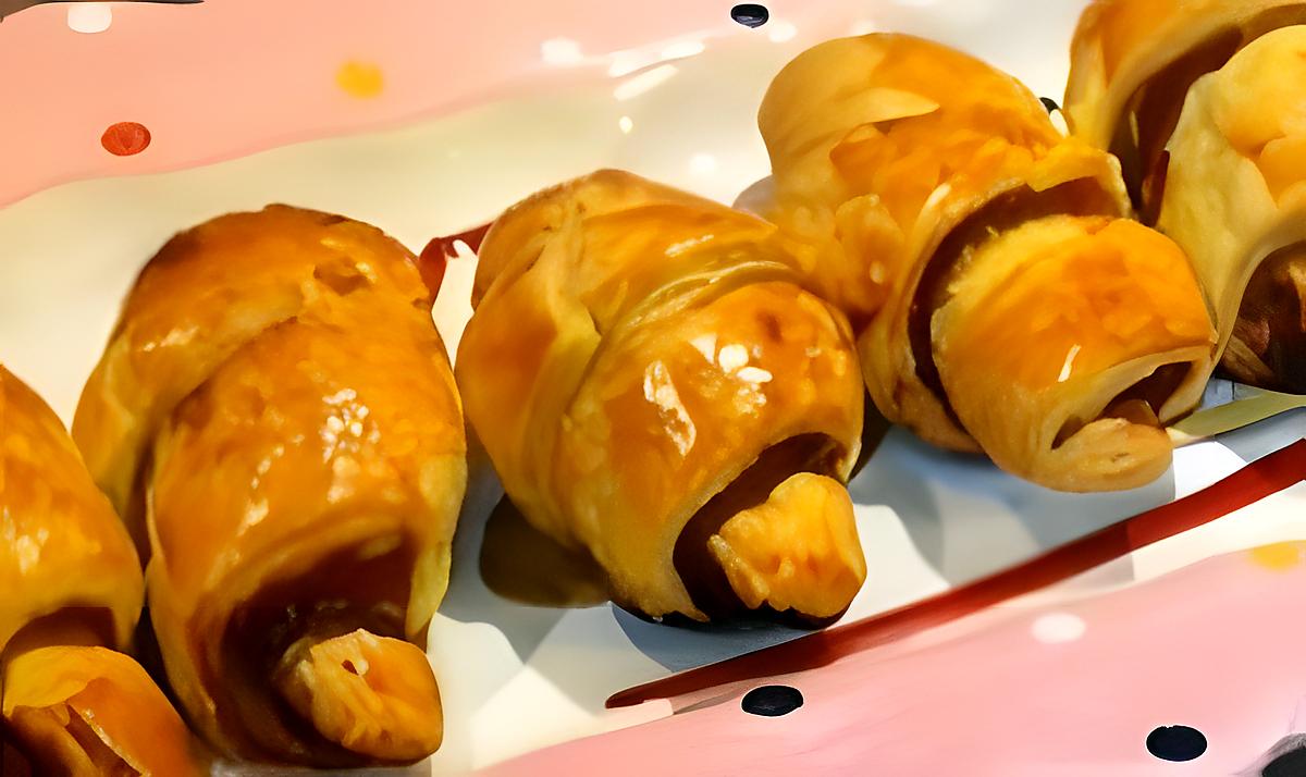 recette Petits croissants au jambon à la moutarde et estragon.