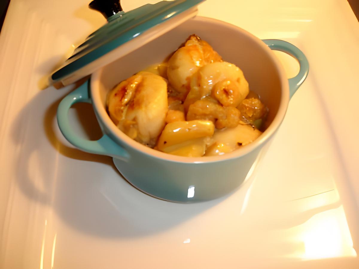 recette Ma cassolette de St Jacques Curry Crevettes