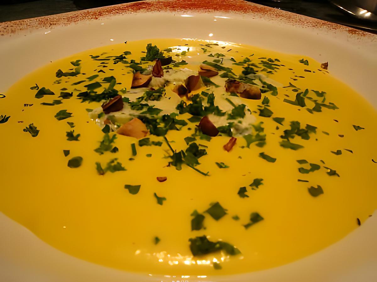 recette Velouté de potiron et bleu d'auvergne