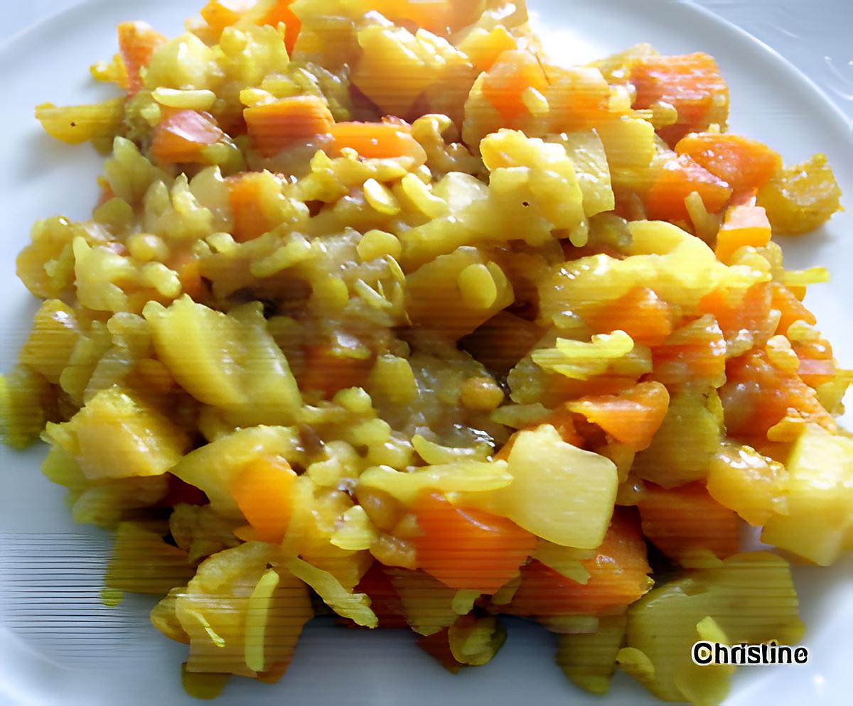 recette Poêlée de riz aux légumes racines et lentilles roses