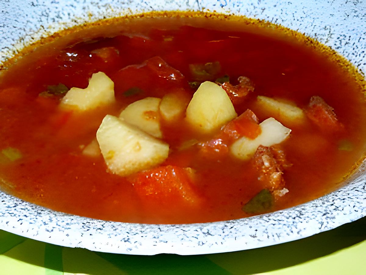 recette Soupe au chorizo,tomates et poivrons rouge