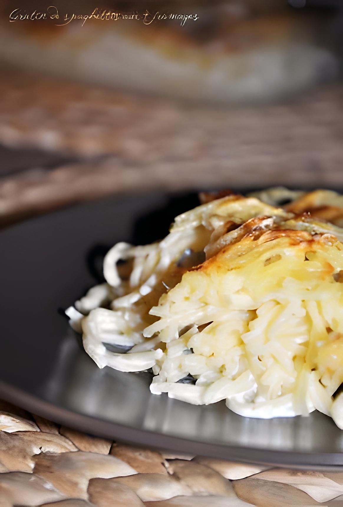 recette Gratin de Spaghettis aux 4 Fromages