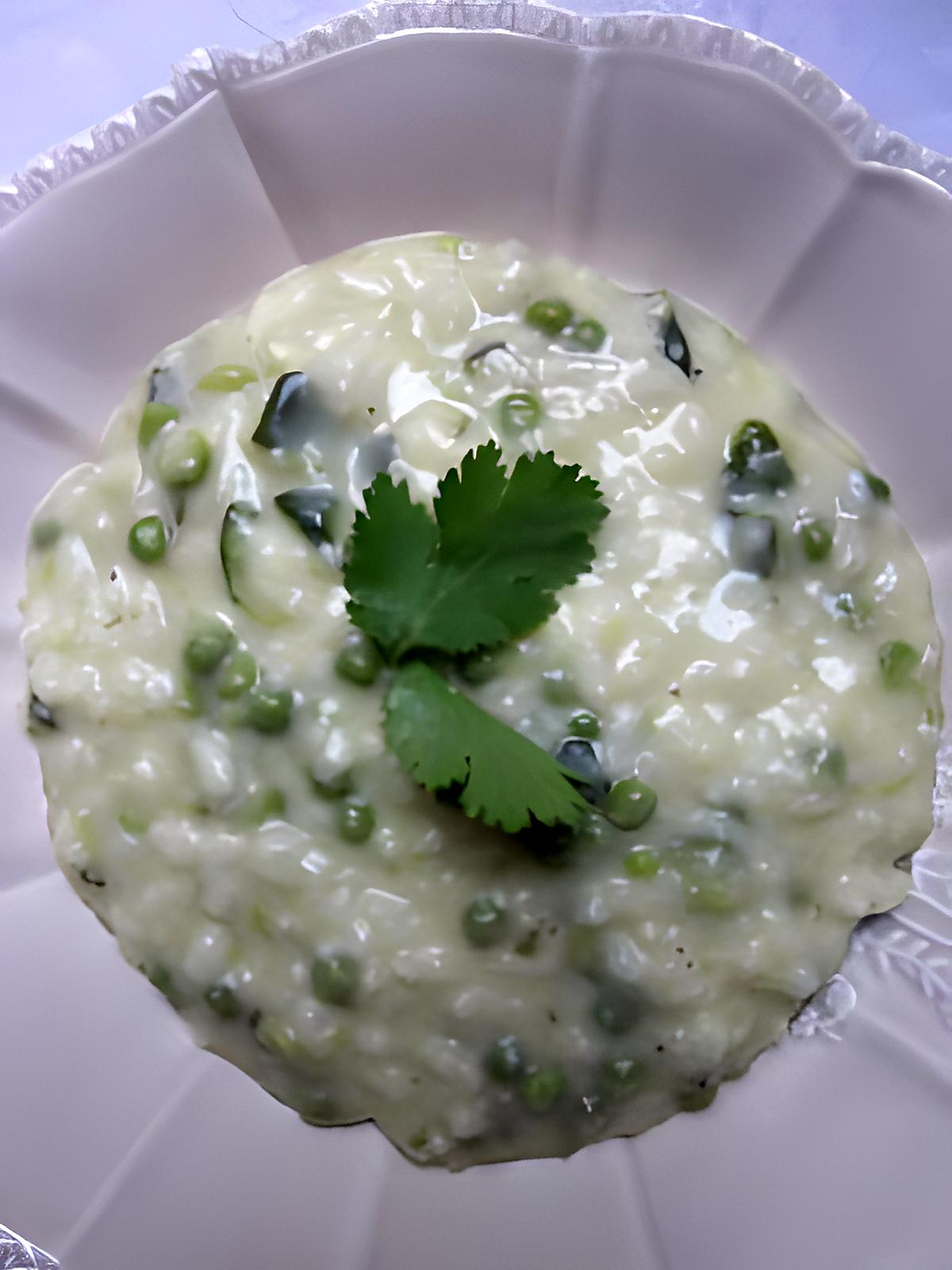 recette RISOTTO AUX LEGUMES VERTS ET CHEVRE