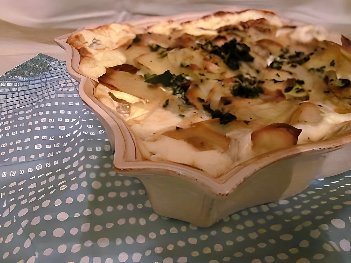 recette GRATIN DE POMMES DE TERRE AU BASILIC ET LARDONS