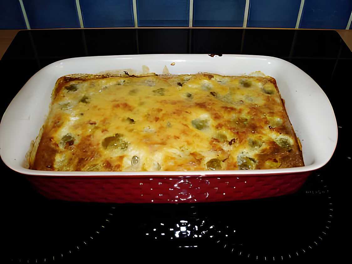 Recette de Gratin de choux bruxelle et allumettes de lardons fumés