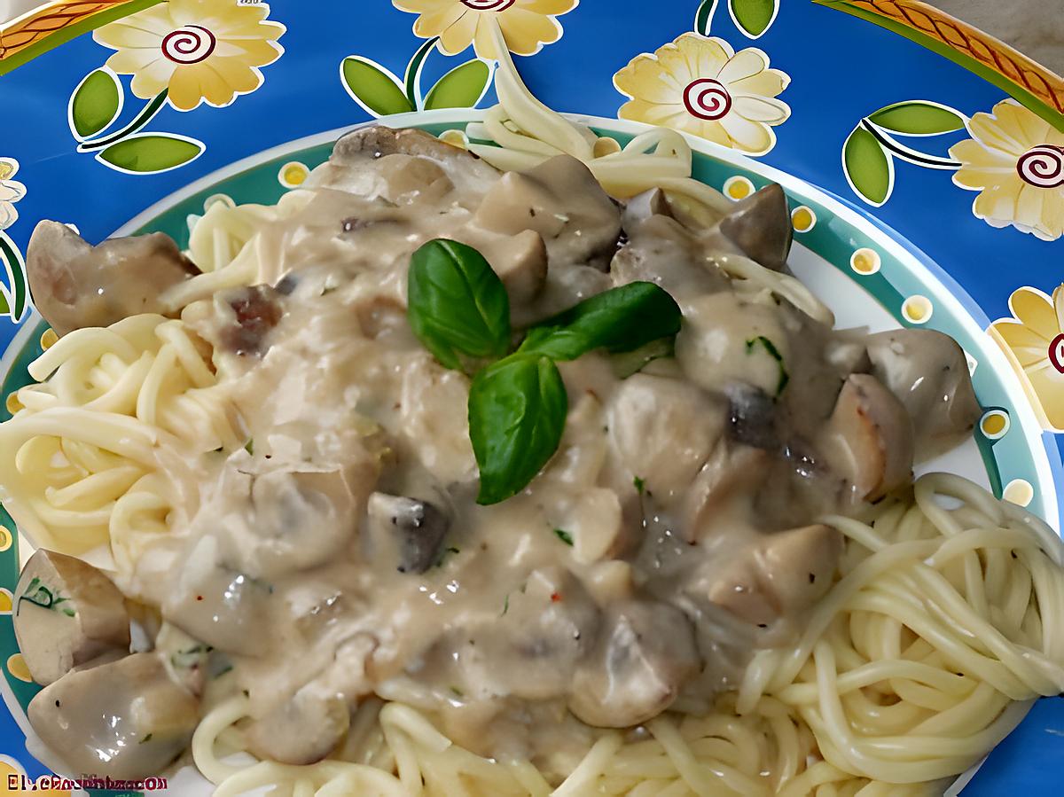 recette spaguetti sauce champignons