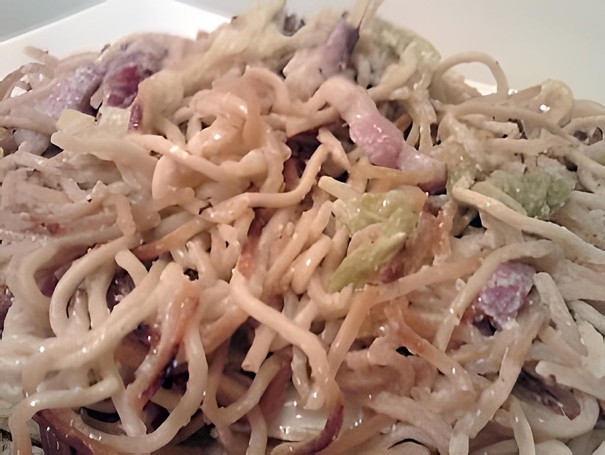 recette Nouilles chinoise version carbonara