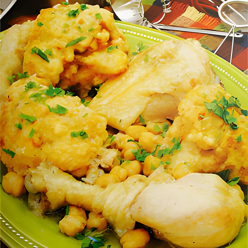 recette tajine de poulet au choux fleur et patate frites