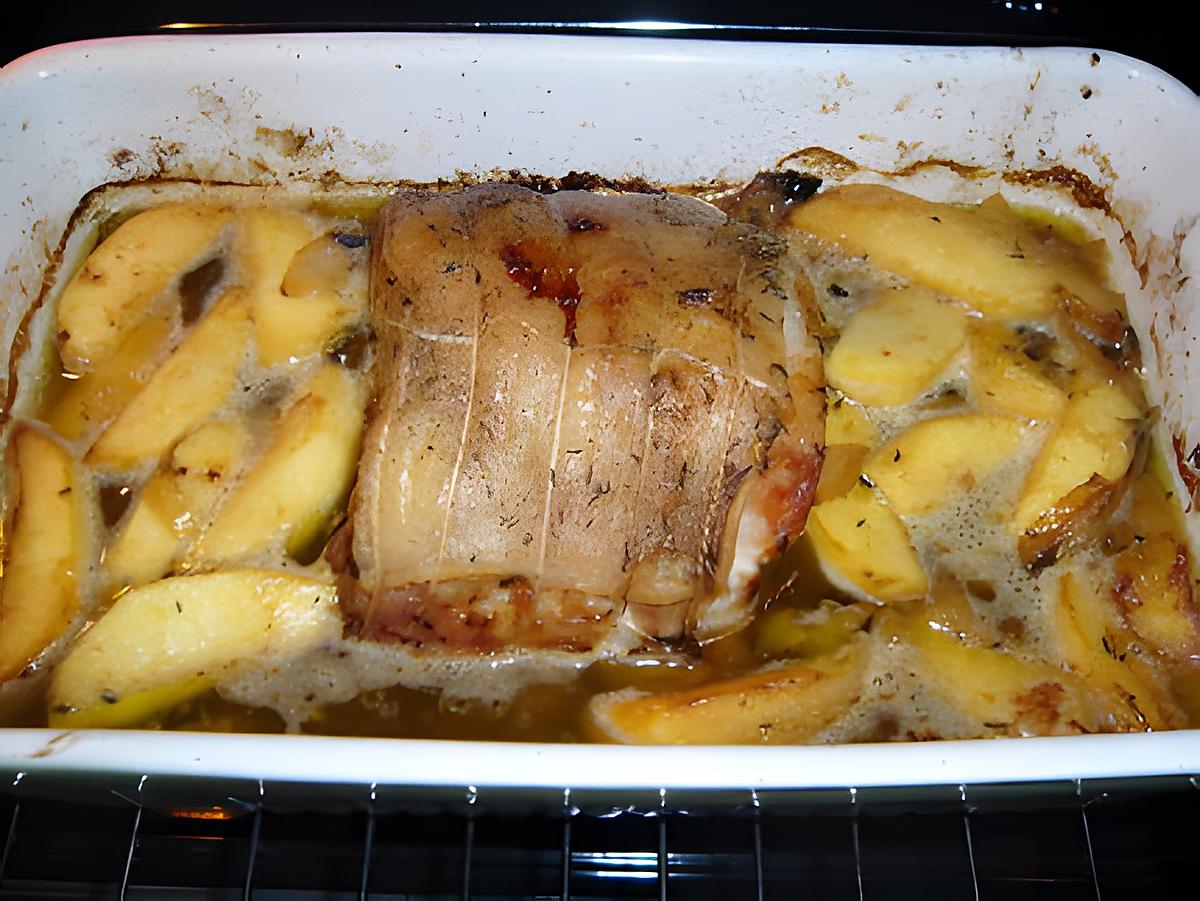 recette Rôti de porc aux pommes