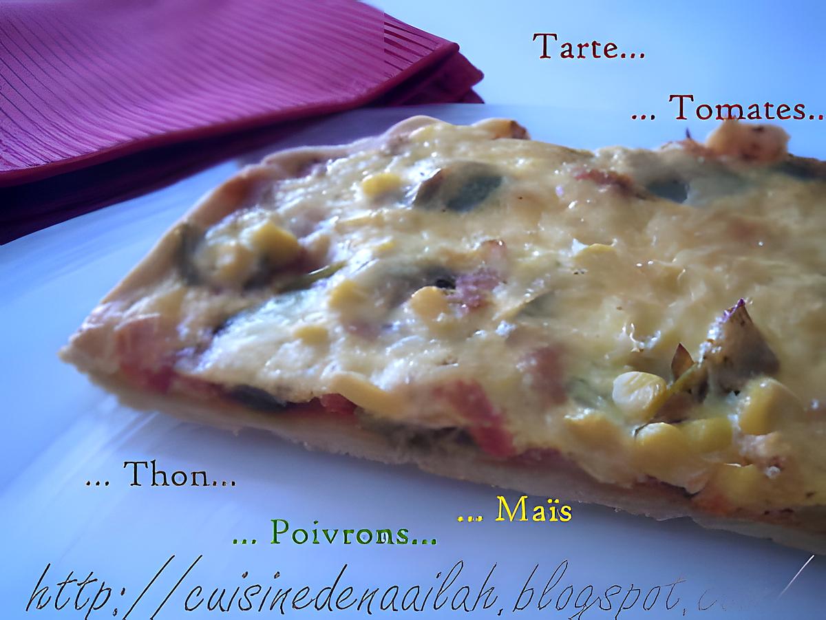 recette Tarte tomates-thon-poivrons-maïs