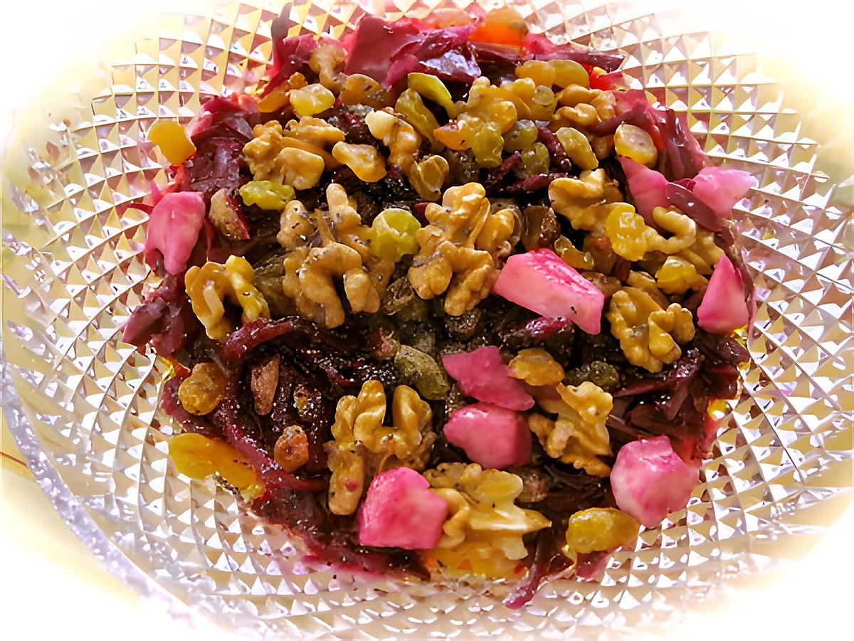 recette EMINCE DE CHOU ROUGE AUX RAISINS ET AU MIEL